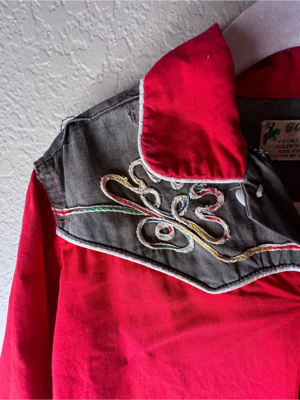 Vintage 1950s Go West Young Man Kids Cowboy Western Shirt, Size 7